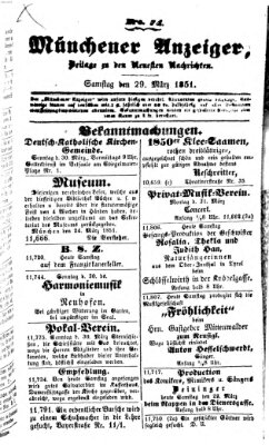 Neueste Nachrichten aus dem Gebiete der Politik (Münchner neueste Nachrichten) Samstag 29. März 1851