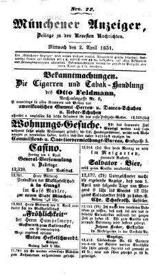 Neueste Nachrichten aus dem Gebiete der Politik (Münchner neueste Nachrichten) Mittwoch 2. April 1851