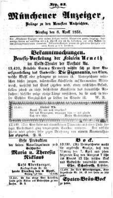 Neueste Nachrichten aus dem Gebiete der Politik (Münchner neueste Nachrichten) Dienstag 8. April 1851