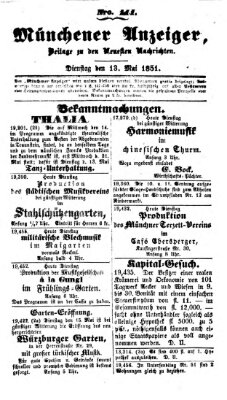 Neueste Nachrichten aus dem Gebiete der Politik (Münchner neueste Nachrichten) Dienstag 13. Mai 1851