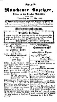 Neueste Nachrichten aus dem Gebiete der Politik (Münchner neueste Nachrichten) Donnerstag 22. Mai 1851