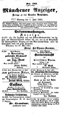 Neueste Nachrichten aus dem Gebiete der Politik (Münchner neueste Nachrichten) Sonntag 1. Juni 1851