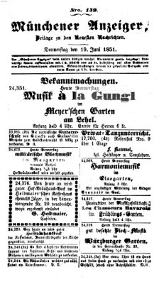 Neueste Nachrichten aus dem Gebiete der Politik (Münchner neueste Nachrichten) Donnerstag 19. Juni 1851