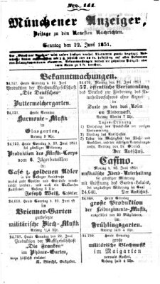 Neueste Nachrichten aus dem Gebiete der Politik (Münchner neueste Nachrichten) Sonntag 22. Juni 1851