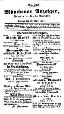 Neueste Nachrichten aus dem Gebiete der Politik (Münchner neueste Nachrichten) Sonntag 29. Juni 1851