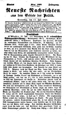 Neueste Nachrichten aus dem Gebiete der Politik (Münchner neueste Nachrichten) Donnerstag 17. Juli 1851