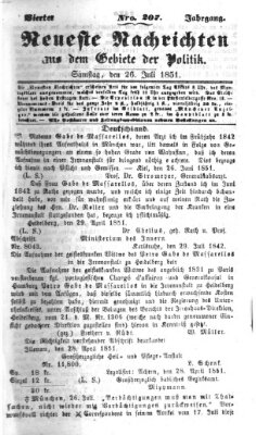 Neueste Nachrichten aus dem Gebiete der Politik (Münchner neueste Nachrichten) Samstag 26. Juli 1851