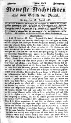 Neueste Nachrichten aus dem Gebiete der Politik (Münchner neueste Nachrichten) Freitag 29. August 1851