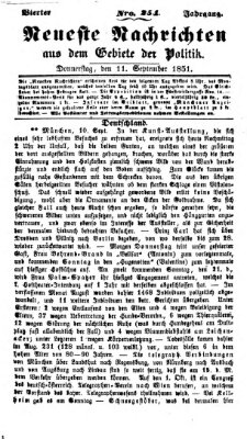 Neueste Nachrichten aus dem Gebiete der Politik (Münchner neueste Nachrichten) Donnerstag 11. September 1851