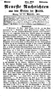 Neueste Nachrichten aus dem Gebiete der Politik (Münchner neueste Nachrichten) Montag 22. September 1851