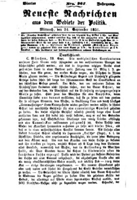 Neueste Nachrichten aus dem Gebiete der Politik (Münchner neueste Nachrichten) Mittwoch 24. September 1851