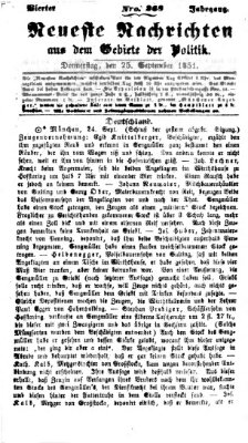 Neueste Nachrichten aus dem Gebiete der Politik (Münchner neueste Nachrichten) Donnerstag 25. September 1851