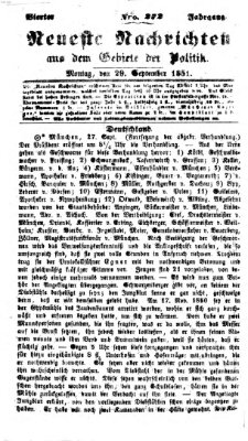 Neueste Nachrichten aus dem Gebiete der Politik (Münchner neueste Nachrichten) Montag 29. September 1851