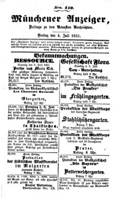 Neueste Nachrichten aus dem Gebiete der Politik (Münchner neueste Nachrichten) Freitag 4. Juli 1851