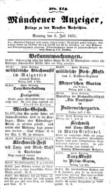 Neueste Nachrichten aus dem Gebiete der Politik (Münchner neueste Nachrichten) Sonntag 6. Juli 1851