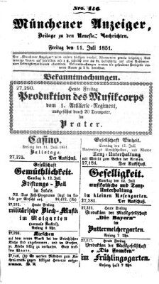 Neueste Nachrichten aus dem Gebiete der Politik (Münchner neueste Nachrichten) Freitag 11. Juli 1851