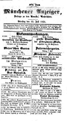 Neueste Nachrichten aus dem Gebiete der Politik (Münchner neueste Nachrichten) Dienstag 15. Juli 1851