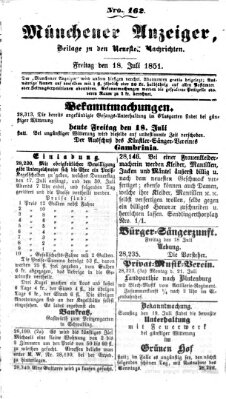 Neueste Nachrichten aus dem Gebiete der Politik (Münchner neueste Nachrichten) Freitag 18. Juli 1851