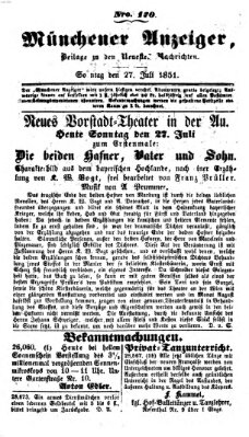 Neueste Nachrichten aus dem Gebiete der Politik (Münchner neueste Nachrichten) Sonntag 27. Juli 1851