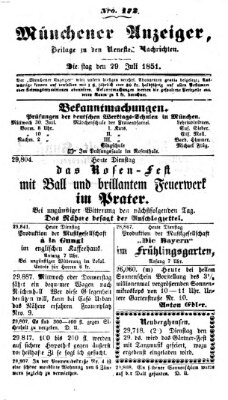 Neueste Nachrichten aus dem Gebiete der Politik (Münchner neueste Nachrichten) Dienstag 29. Juli 1851