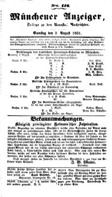 Neueste Nachrichten aus dem Gebiete der Politik (Münchner neueste Nachrichten) Samstag 2. August 1851