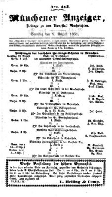 Neueste Nachrichten aus dem Gebiete der Politik (Münchner neueste Nachrichten) Samstag 9. August 1851