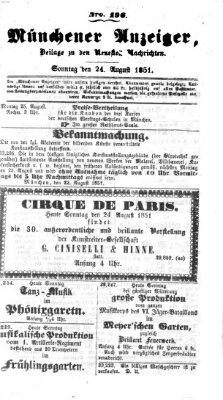 Neueste Nachrichten aus dem Gebiete der Politik (Münchner neueste Nachrichten) Sonntag 24. August 1851