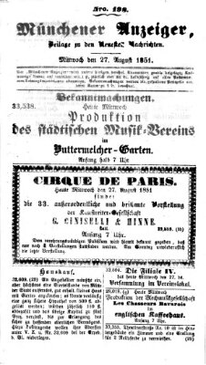 Neueste Nachrichten aus dem Gebiete der Politik (Münchner neueste Nachrichten) Mittwoch 27. August 1851