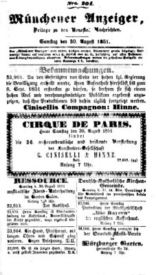 Neueste Nachrichten aus dem Gebiete der Politik (Münchner neueste Nachrichten) Samstag 30. August 1851