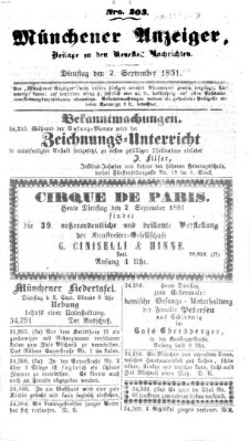 Neueste Nachrichten aus dem Gebiete der Politik (Münchner neueste Nachrichten) Dienstag 2. September 1851