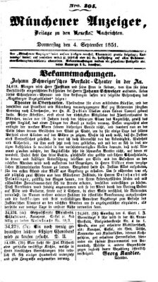 Neueste Nachrichten aus dem Gebiete der Politik (Münchner neueste Nachrichten) Donnerstag 4. September 1851