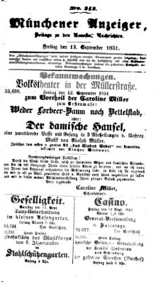 Neueste Nachrichten aus dem Gebiete der Politik (Münchner neueste Nachrichten) Freitag 12. September 1851