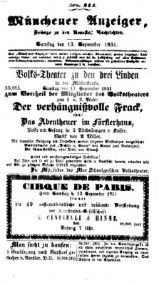 Neueste Nachrichten aus dem Gebiete der Politik (Münchner neueste Nachrichten) Samstag 13. September 1851