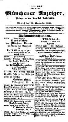 Neueste Nachrichten aus dem Gebiete der Politik (Münchner neueste Nachrichten) Mittwoch 24. September 1851