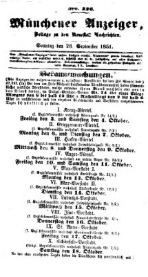 Neueste Nachrichten aus dem Gebiete der Politik (Münchner neueste Nachrichten) Sonntag 28. September 1851