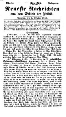 Neueste Nachrichten aus dem Gebiete der Politik (Münchner neueste Nachrichten) Sonntag 5. Oktober 1851