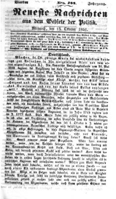 Neueste Nachrichten aus dem Gebiete der Politik (Münchner neueste Nachrichten) Mittwoch 15. Oktober 1851