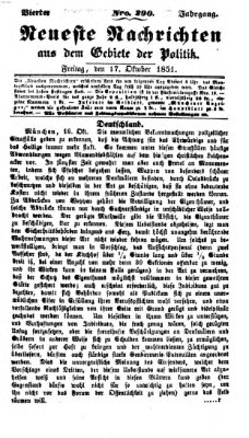 Neueste Nachrichten aus dem Gebiete der Politik (Münchner neueste Nachrichten) Freitag 17. Oktober 1851