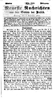 Neueste Nachrichten aus dem Gebiete der Politik (Münchner neueste Nachrichten) Sonntag 9. November 1851