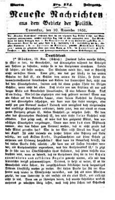 Neueste Nachrichten aus dem Gebiete der Politik (Münchner neueste Nachrichten) Donnerstag 20. November 1851