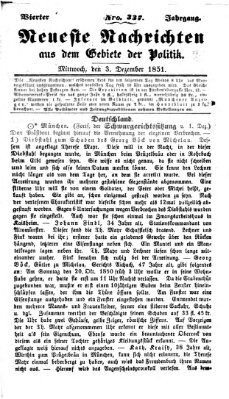 Neueste Nachrichten aus dem Gebiete der Politik (Münchner neueste Nachrichten) Mittwoch 3. Dezember 1851