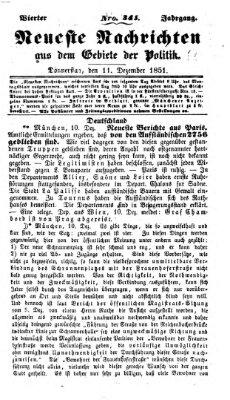 Neueste Nachrichten aus dem Gebiete der Politik (Münchner neueste Nachrichten) Donnerstag 11. Dezember 1851