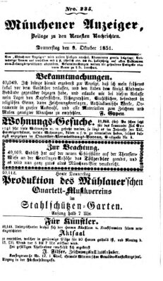 Neueste Nachrichten aus dem Gebiete der Politik (Münchner neueste Nachrichten) Donnerstag 9. Oktober 1851