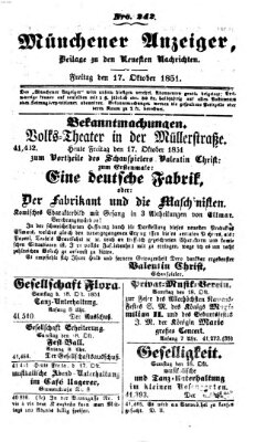 Neueste Nachrichten aus dem Gebiete der Politik (Münchner neueste Nachrichten) Freitag 17. Oktober 1851