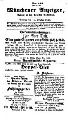 Neueste Nachrichten aus dem Gebiete der Politik (Münchner neueste Nachrichten) Sonntag 19. Oktober 1851