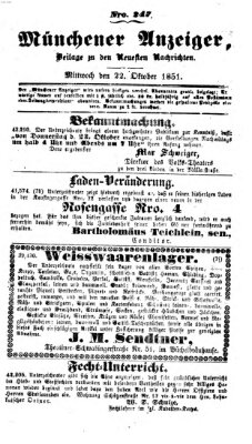 Neueste Nachrichten aus dem Gebiete der Politik (Münchner neueste Nachrichten) Mittwoch 22. Oktober 1851