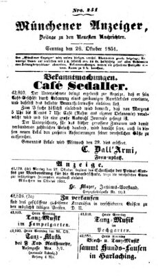 Neueste Nachrichten aus dem Gebiete der Politik (Münchner neueste Nachrichten) Sonntag 26. Oktober 1851