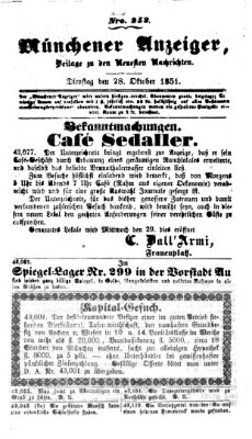 Neueste Nachrichten aus dem Gebiete der Politik (Münchner neueste Nachrichten) Dienstag 28. Oktober 1851