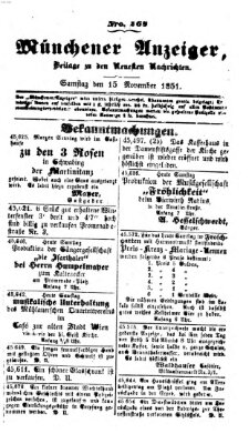 Neueste Nachrichten aus dem Gebiete der Politik (Münchner neueste Nachrichten) Samstag 15. November 1851