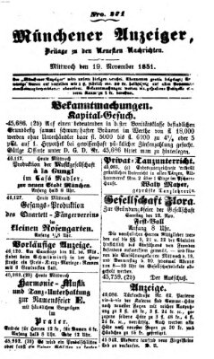 Neueste Nachrichten aus dem Gebiete der Politik (Münchner neueste Nachrichten) Mittwoch 19. November 1851